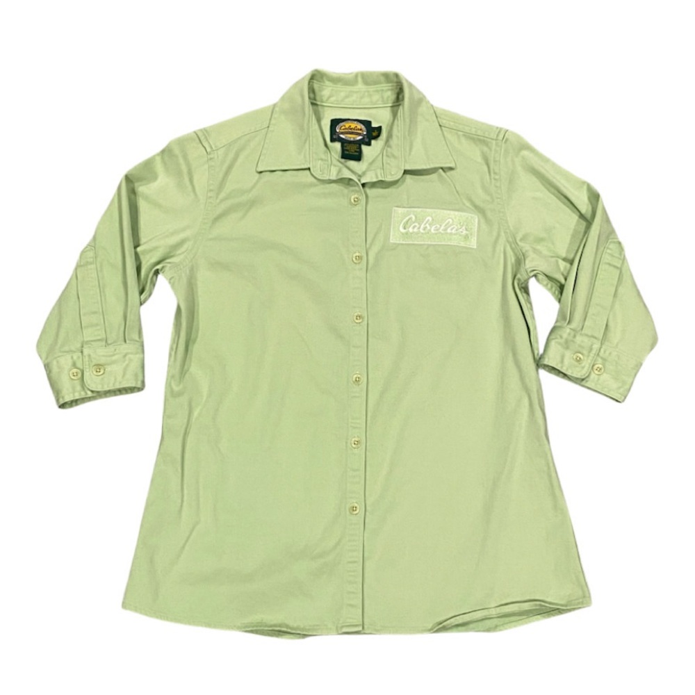 Cabela’s Outdoor Gear Logo Button Shirt Women's S Mint Green Stretch 3/4 Sleeve